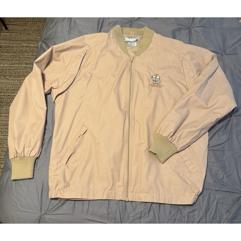 VTG Vintage Sahara Men's XL Beige Lined Bomber Jacket 1989 Willie Nelson Golf